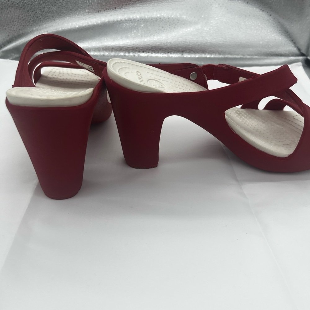 CROCS Red Heeled Shoes with Chunky Design